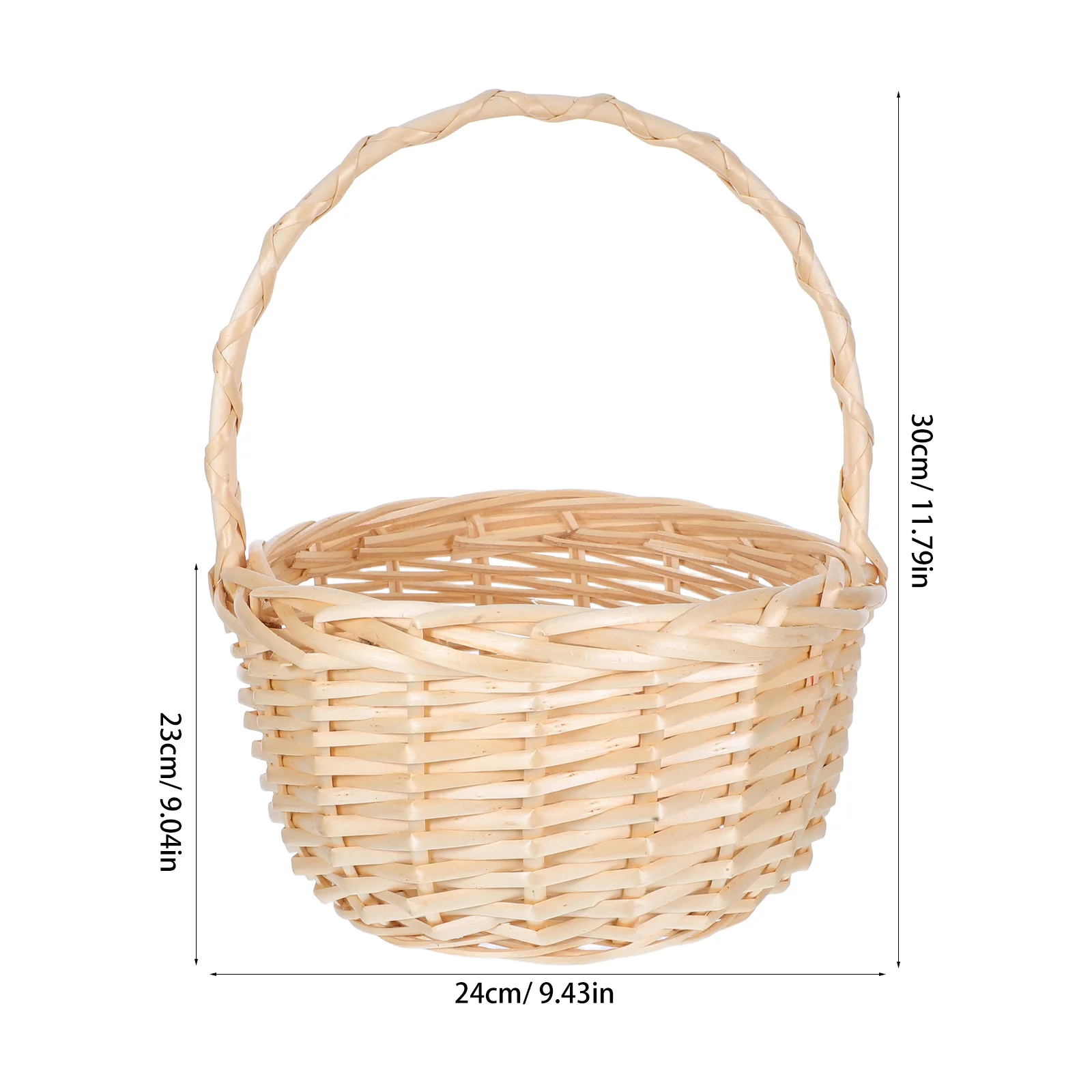 Cesta de piquenique de vime tecida à mão, salgueiro natural, leve, alça resistente, armazenamento de pão e frutas, armazenamento de festa de casamento