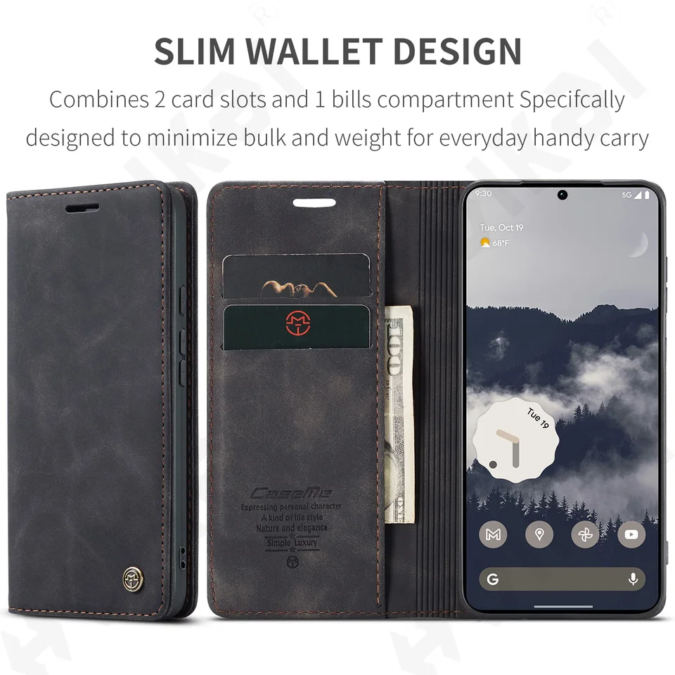 Funda de cuero con soporte, ranura para tarjetas y tapa magnética para Google Pixel 11 Pro XL 10 9 8 Pro XL 10A 9A 5