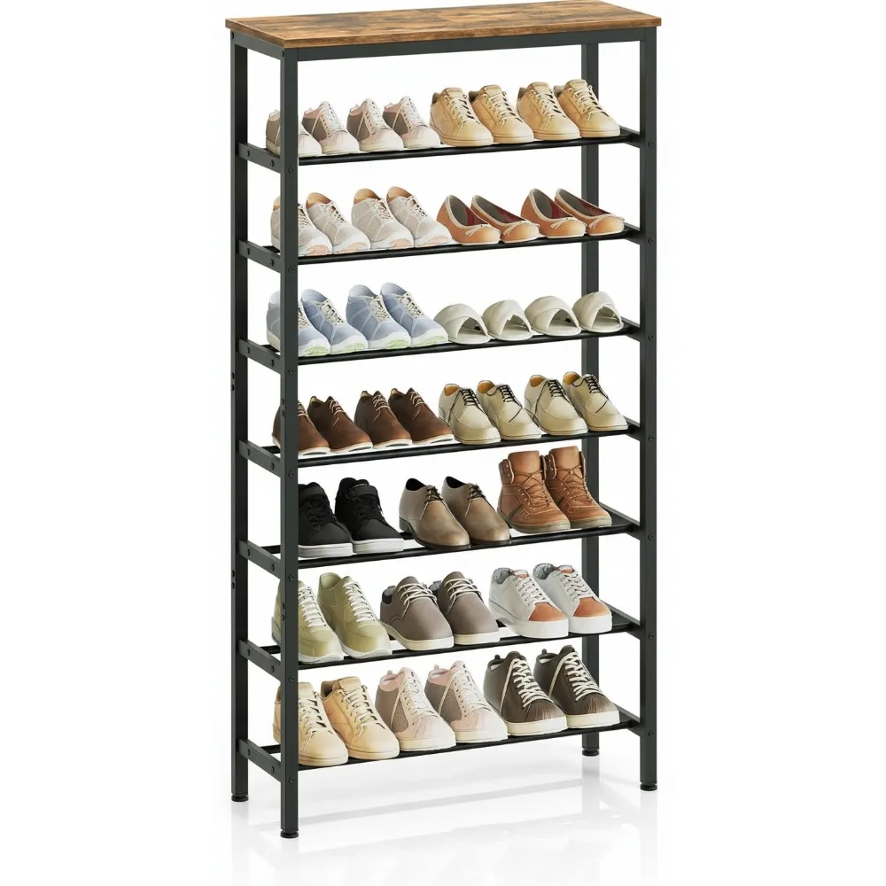 

8-Tier Tall Shoe Rack, Large-Capacity Storage Organizer for 32 Pairs, Adjustable Metal Shelf for Closet