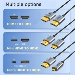 Ultra Thin Coaxial Cable for TV Box and Laptop, Super Flexible Slim HDMI Cord, 48Gbps, eARC HDR, 8K, 60Hz, 4K, 120Hz, TV Box, 8K