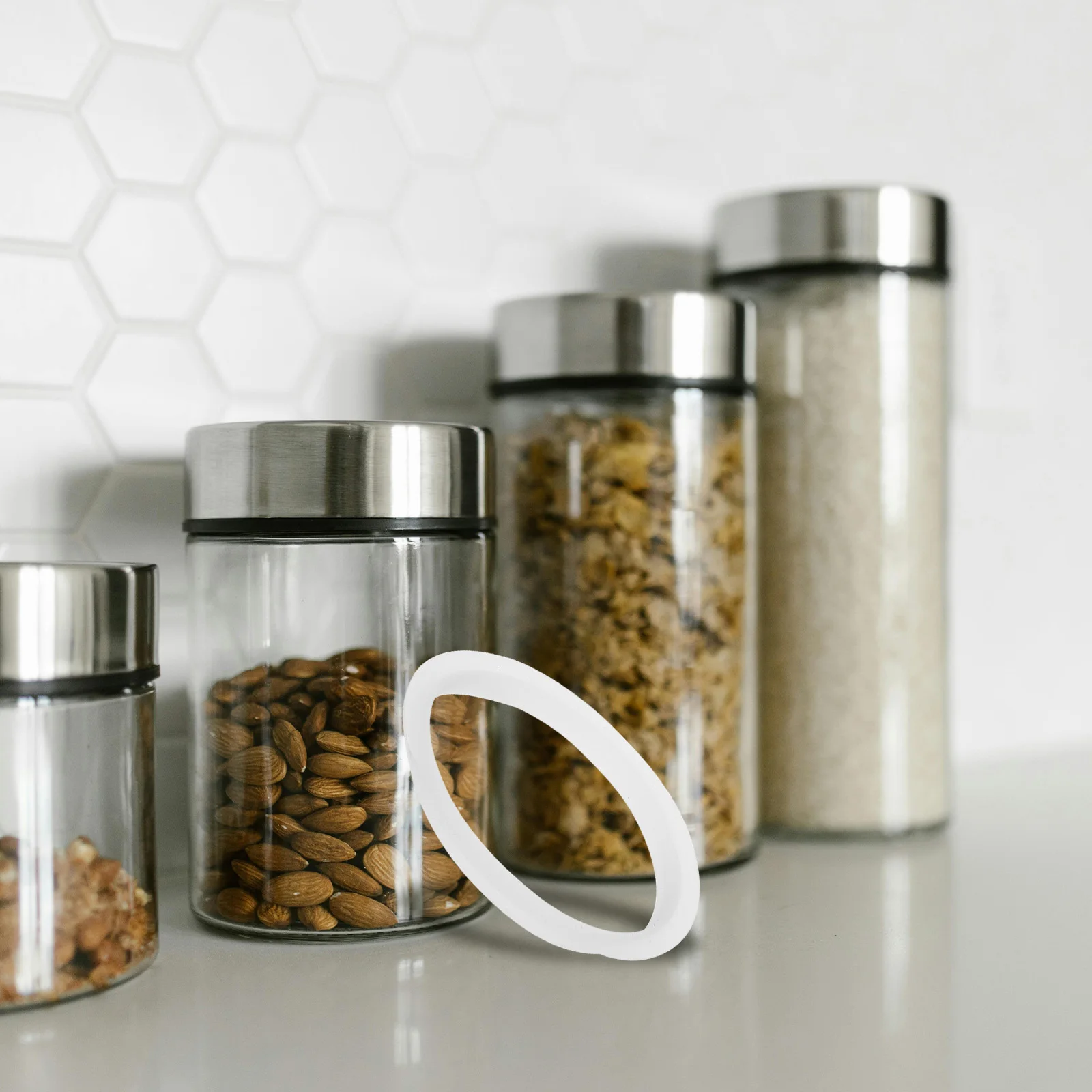 

10pcs Silicone Sealing Rings Glass Jars Lids Gaskets 60mm White Reusable Storage Wide Mouth Bottle Supplies Insulated Containers