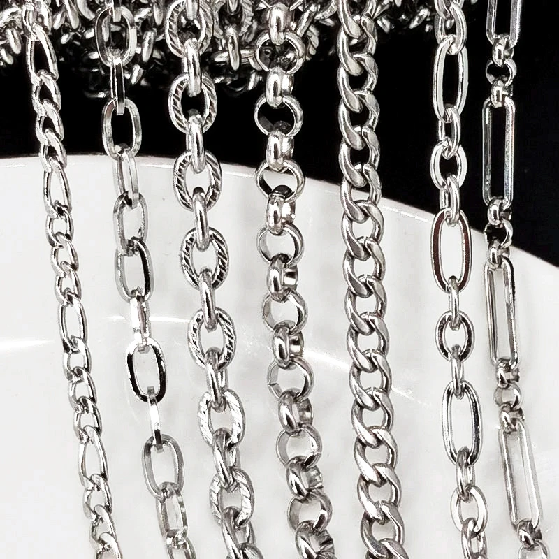 1meter Stainless Steel Chains for Jewelry Making DIY Rolo Cable Link Chain Necklace Bracelet Handmade Accessories Wholesale