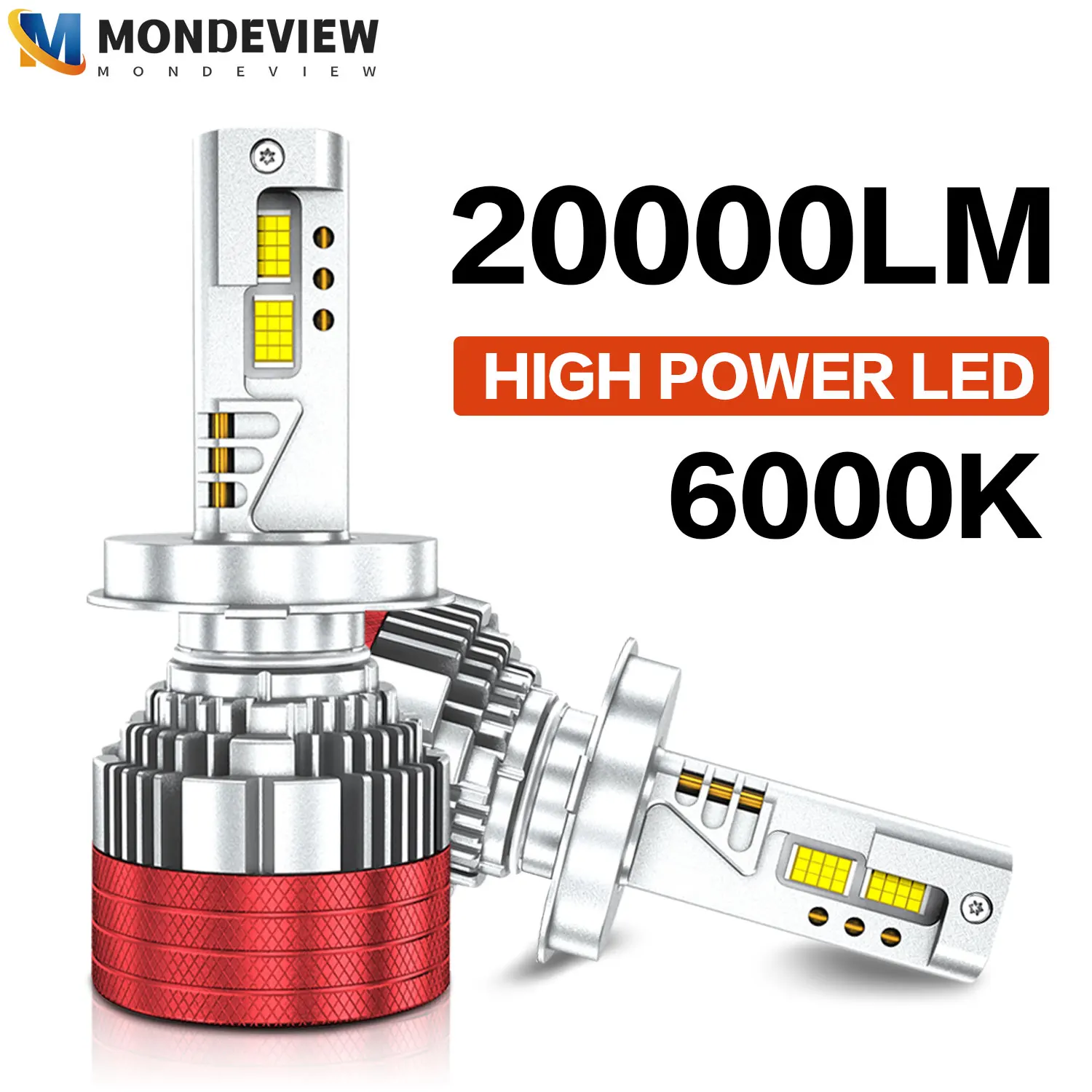 

MONDEVIEW P18 LED Light H1 H4 H7 H11 9005 9006 9012 6000K White Light 20000LM High Brightness 1200W High-power Car Headlights