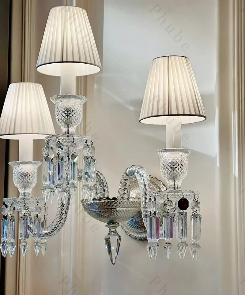Luxury Hotel Lobby Large Big Crystal Wall Lamp for Club Hall Villa Living Room Office Wall Sconce Indoor Wall Light Fixtures
