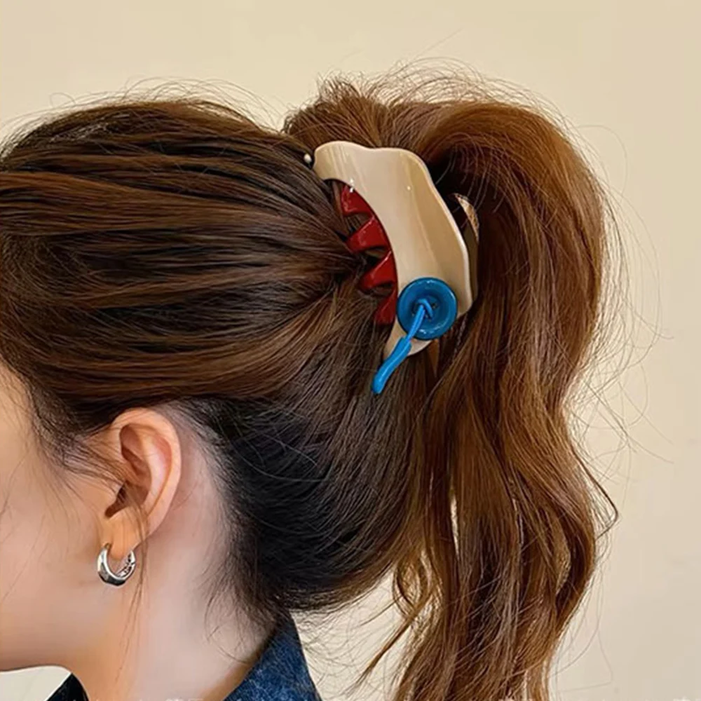 New Hair Bow Pin French Red Large Grip Letters Label Back Head Updo Shark Clip Hair Accessories Headwear Hairpin Hair Claw 집게핀