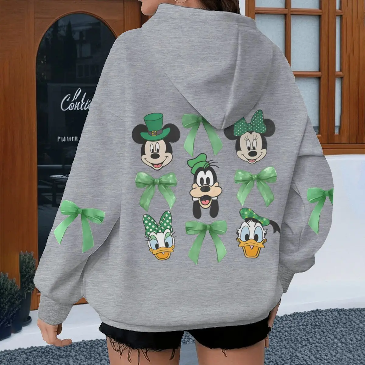 Moletom Divertido do Mickey Mouse para o Dia de São Patrício, Personagem Clássico de Anime, Moletom da Minnie Mouse, Presentes para Mulheres