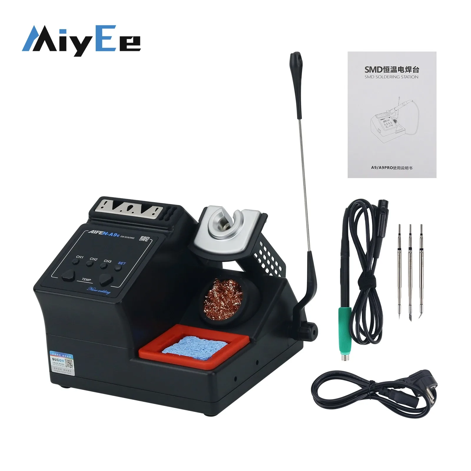 

AIFEN-A9E 160W High Power Soldering Station Kit + 3pcs 210 Soldering Tips us stock (Needle Bent & Knife Tips)