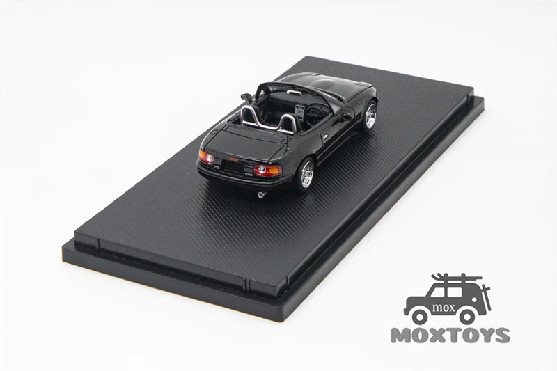 Coche modelo Micro Turbo 1:64 MX5 Eunos Roadster NA, color negro metálico, fundido a presión