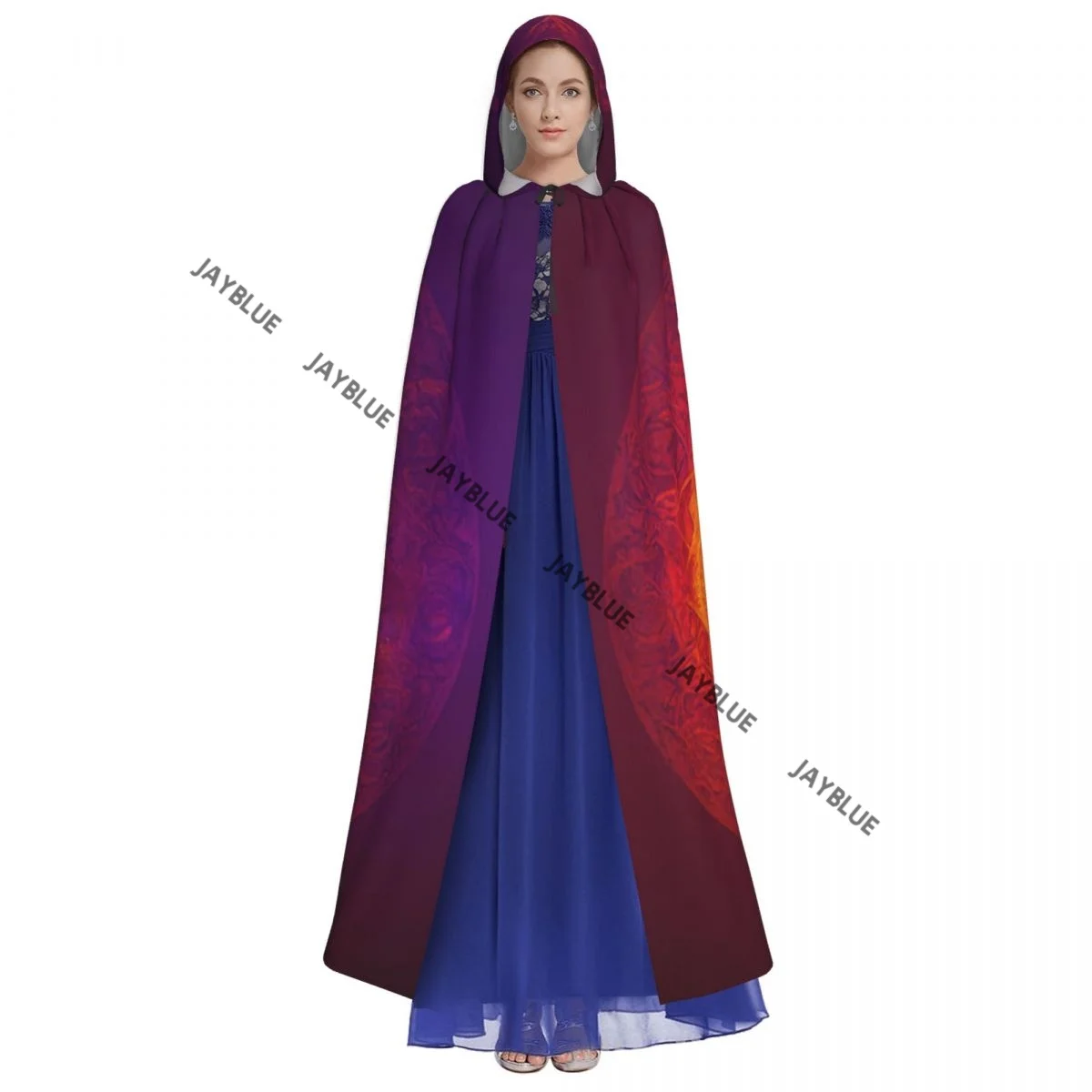 Adult Cloak Cape Hooded Tree Of Life Yggdrasil Medieval Costume Witch Wicca Vampire Elf Purim Carnival Party