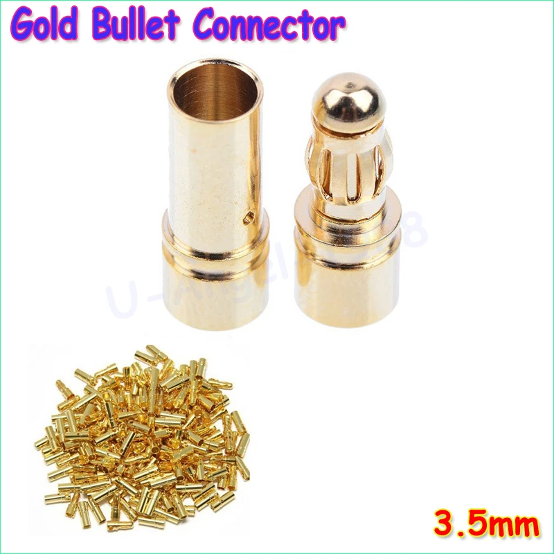 20 / 40pcs 3.5mm Gold Bullet Banana Connector Plug Toy Parts For RC ESC Battery Motor RC Drone Airplane Car Boat (10/20 pair)