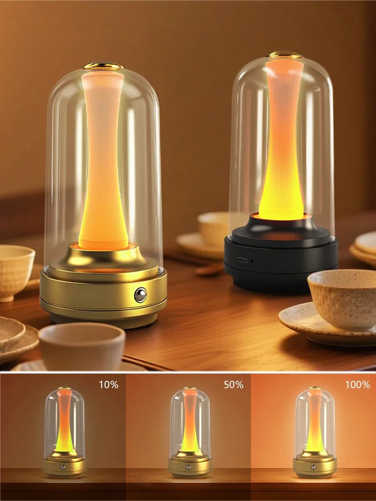 Dimmbare Kerzen-Raumlampe, wiederaufladbar, wasserdicht, Touch-Bedienung, Stimmungslicht zum Lesen, für Zuhause, Nachttisch, Bar, Schreibtisch, Outdoor, Pilzlampe
