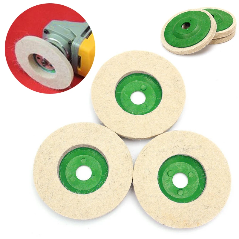 3Pcs 4 Inch Wol Polis Hing Wiel Buffing Pads Haakse Slijper Wiel Vilt Polijstschijf Voor Metalen Marmer Glas keramiek