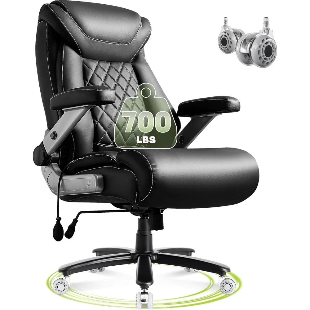 

700LBS Big and Tall Office Chair, Ergonomic Heavy Duty Chair for Big People with Adjustable Lumbar Airbag,5D Flip Arm, Large Pad