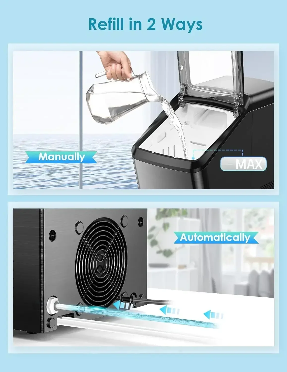 صانعة الثلج Oraimo Nugget، سطح عمل صانعات الثلج، 26 رطلاً/يومًا، ثلج قابل للمضغ صديق للأسنان مع تنظيف ذاتي #5