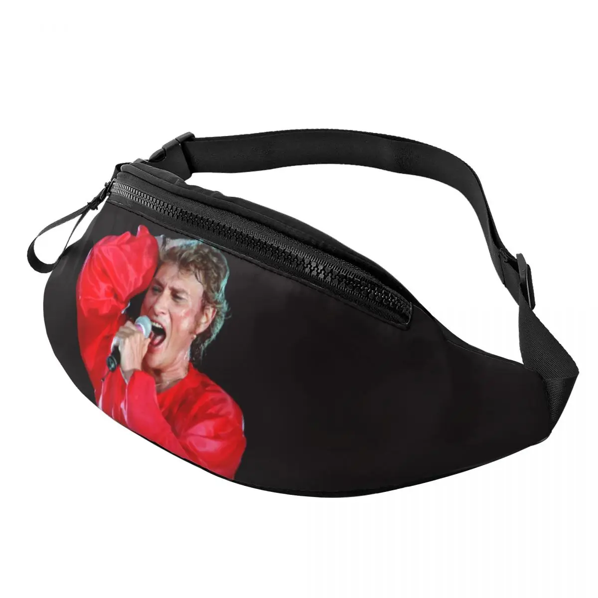 Custom Johnny Hallyday Music Singer Fanny Pack for Women Men French Rock Crossbody Waist Bag Cycling Camping Phone Money Pouch