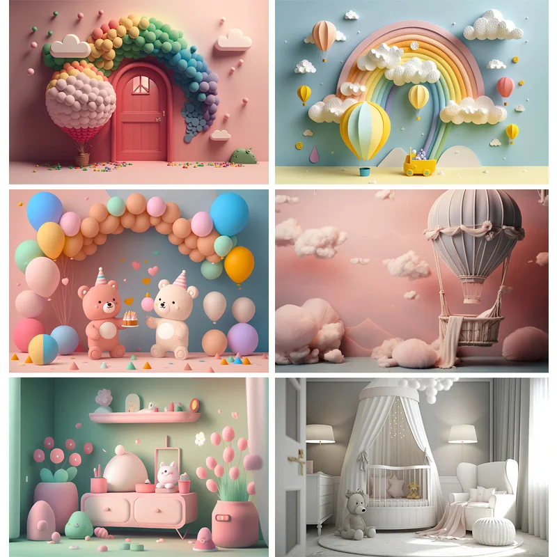 

Colorful Balloons Decorations For Birthday Party Stage Photography Backdrops Props Children Newborn Baby Studio Background BE-13