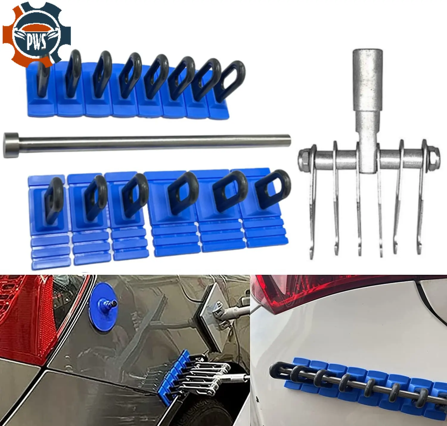 PWS New Car Dent Repair Tool Auto Dent Puller Kit Heavy Duty Cars Body Dent Remover Glue Pulling Tabs Blue Pull Tools