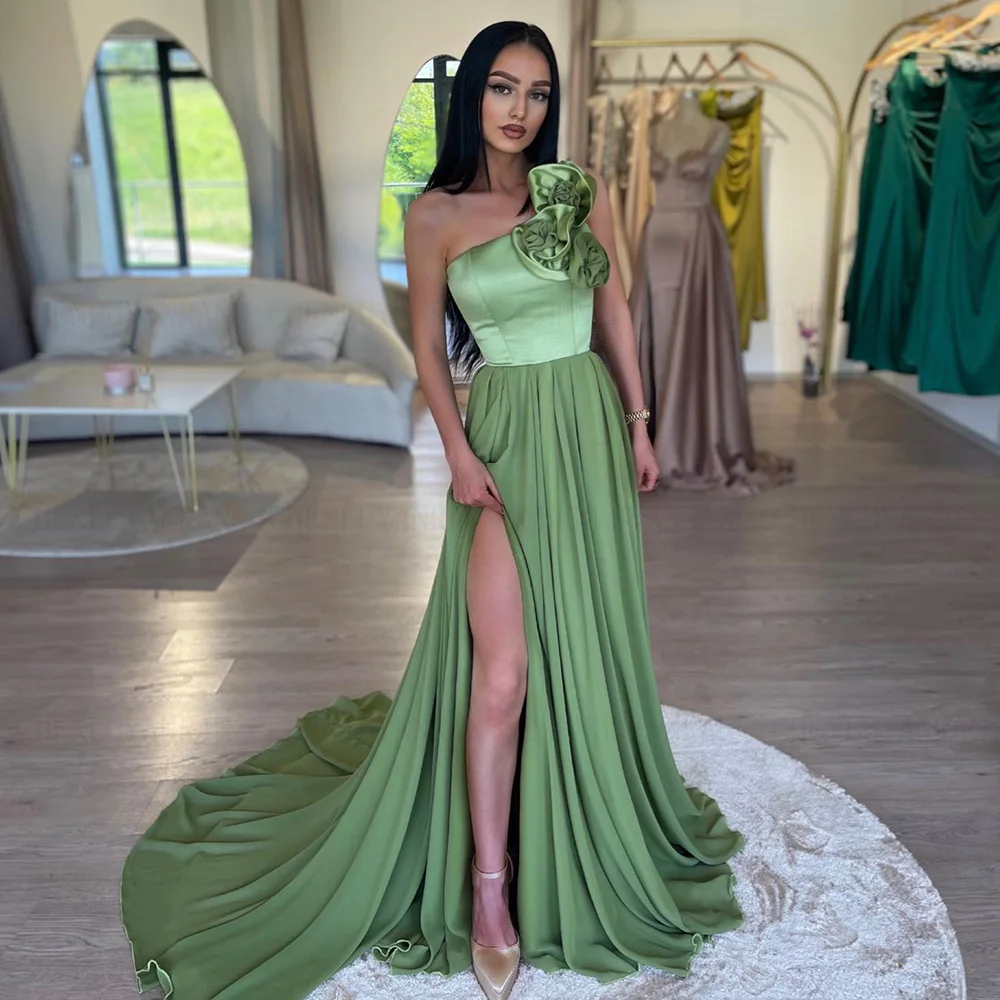 

One-Shoulder Formal Occasion Dresses 2023 Side Split Sexy Party Dress Lace Up A-Line Long Evening Gowns فساتين مناسبة رسمية