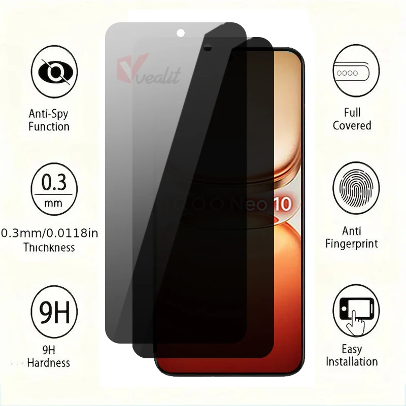 

2-4Pcs Anti Spy Tempered Glass for Vivo iQOO Neo10 10R 9 9S Pro+ Privacy Screen Protector for iQOO 13 12 11S Neo8 7 Pro Film