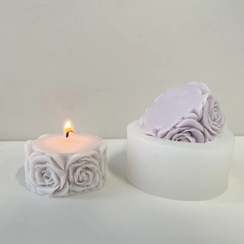 

Rose Flower Candle Mould 3D Flower DIY Cake Silicone Mould for Handmade Candle Soap Valentine's Day Wedding Home Decoration