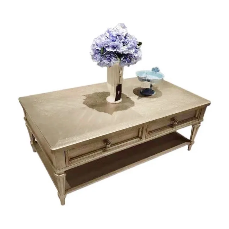 

Nordic light luxury coffee table size apartment living room home, square American tea table TV cabinet combination