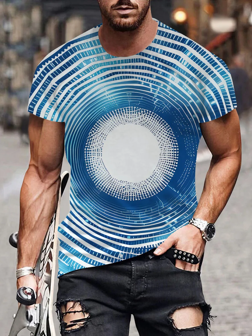 New personalized color dizziness hypnosis 3D printed T-shirt fashionable casual short sleeved fun T-shirt