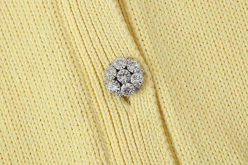 Women's Knitted Top 2024 New Fashion Spring Summer Rhinestone Knitwear Top For Women Casual Chic Ladies Knit Cardigan Tops