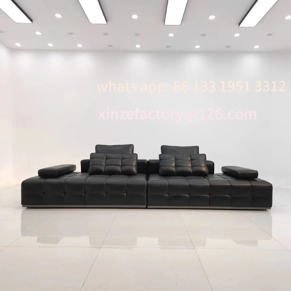 

Customizable Sofa Fashion Light Luxury First Floor Cowhide Living Room Villa Large Flat Floor Large Apartment Straight Row Co