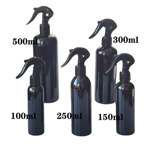 10 Uds. Botella pulverizadora negra con pulverizador de gatillo 100ml 150ml 250ml 300ml 500ml