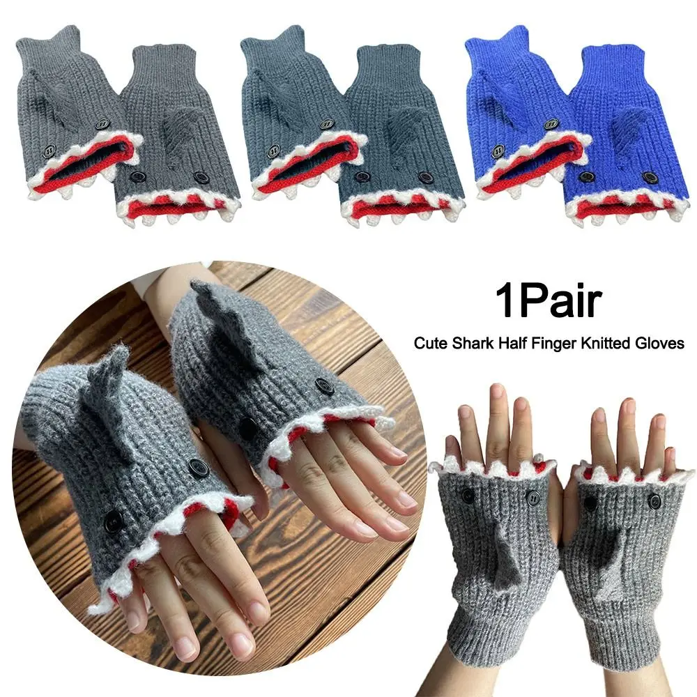 1Pair Thick Animal Gloves Funny Knitted Keep Warm Winter Gloves Half Finger Touch Screen Mitten Home Office