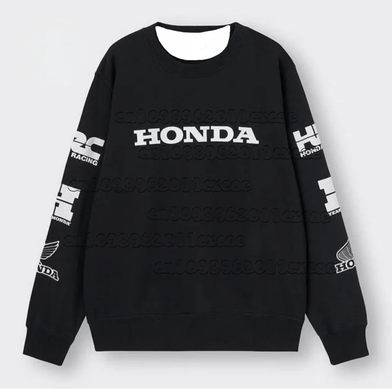 

Толстая мужская футболка с длинными рукавами на осень и зиму Honda, теплый топ с принтом в стиле ретро для любителей велоспорта и поездок на работу
