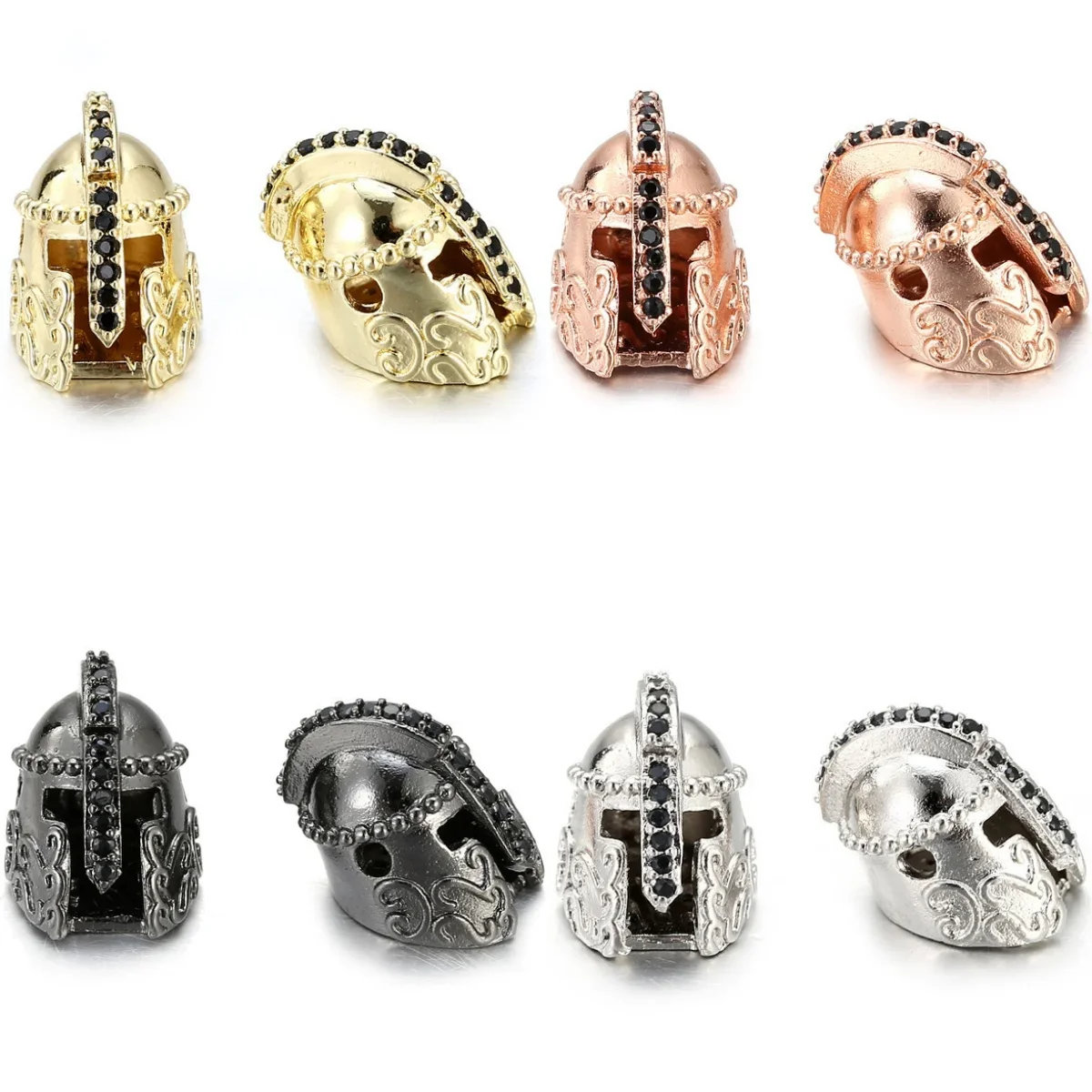 

1PC Popular Copper Micro Inlaid Zirconia Accessories Iron Armour Head DIY Handmade Bead Spacer Bracelet Necklace Accessories