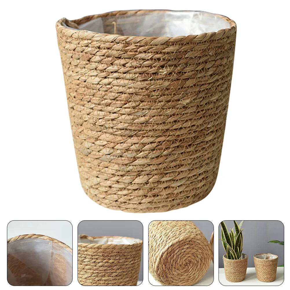 

Indoor Plant Pot Flower Basket Durable Woven Planter Vase Garden Baskets Straw Weaving Baby