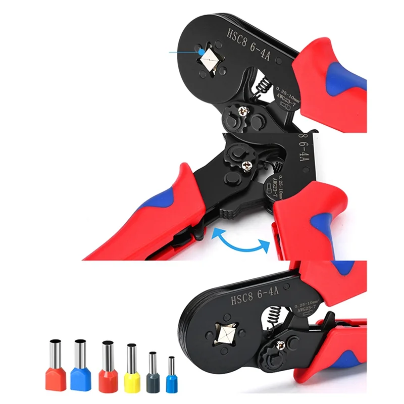 Y17A Crimping Pliers HSC8 6-4A Tubular Terminal Exquisite Storage Box Crimper Wire Mini Ferrule Crimps Tools Electrical Kit
