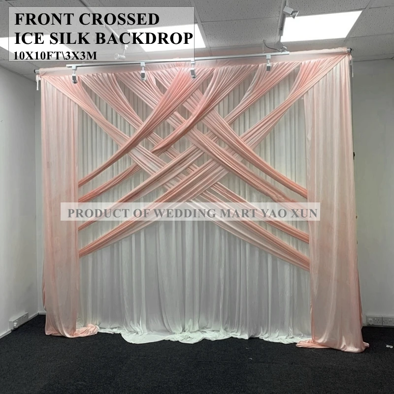 Front Crossed Drapery 10ft Ice Silk Wedding Backdrop Curtain Stage Background Event Banquet Decoration