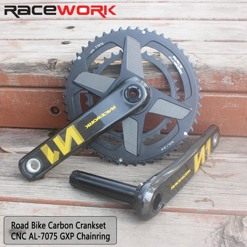 RACEWORK 11/12 Speed  Carbon Fiber Crankset Road Bike Crank  170mm GXP Chainring 50-34T/52-36T/53-39T For Gravel Bicycle Part