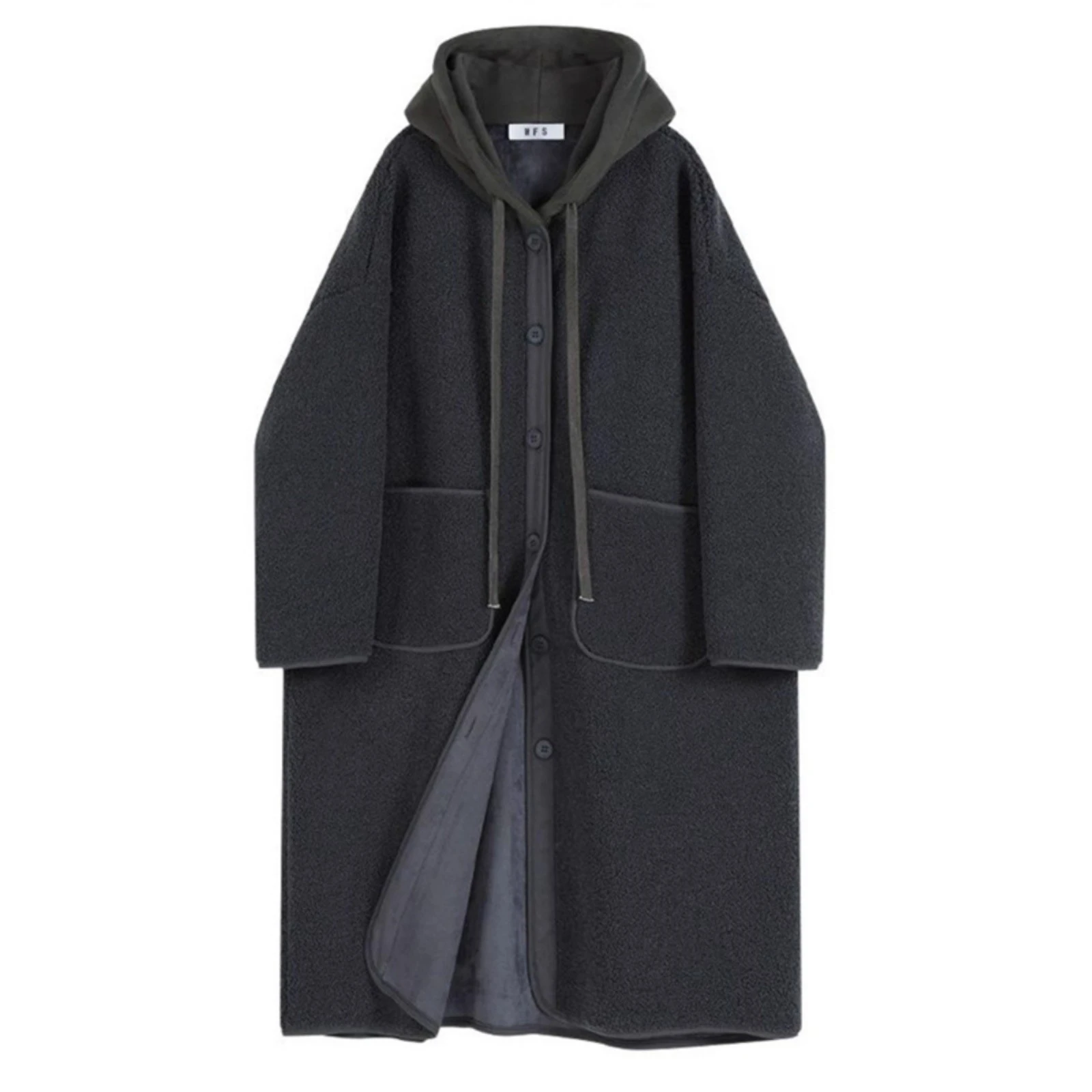 

Loose Fit Korean Sle Men's Wool Jaet with Hood Large Size 300 Pou Long American Casual Coat Youth ular Long Coat