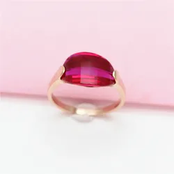 585 purple gold plated 14k rose gold sapphire engagement rings for women oval design ruby classic glamour light luxury jewelry