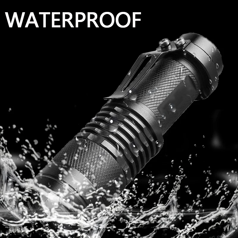 Portable 11WQ5/T6 Aluminum Waterproof 3/5 Modes Zoomable Led Flashlight Torch Tactical light AA 14500 Black