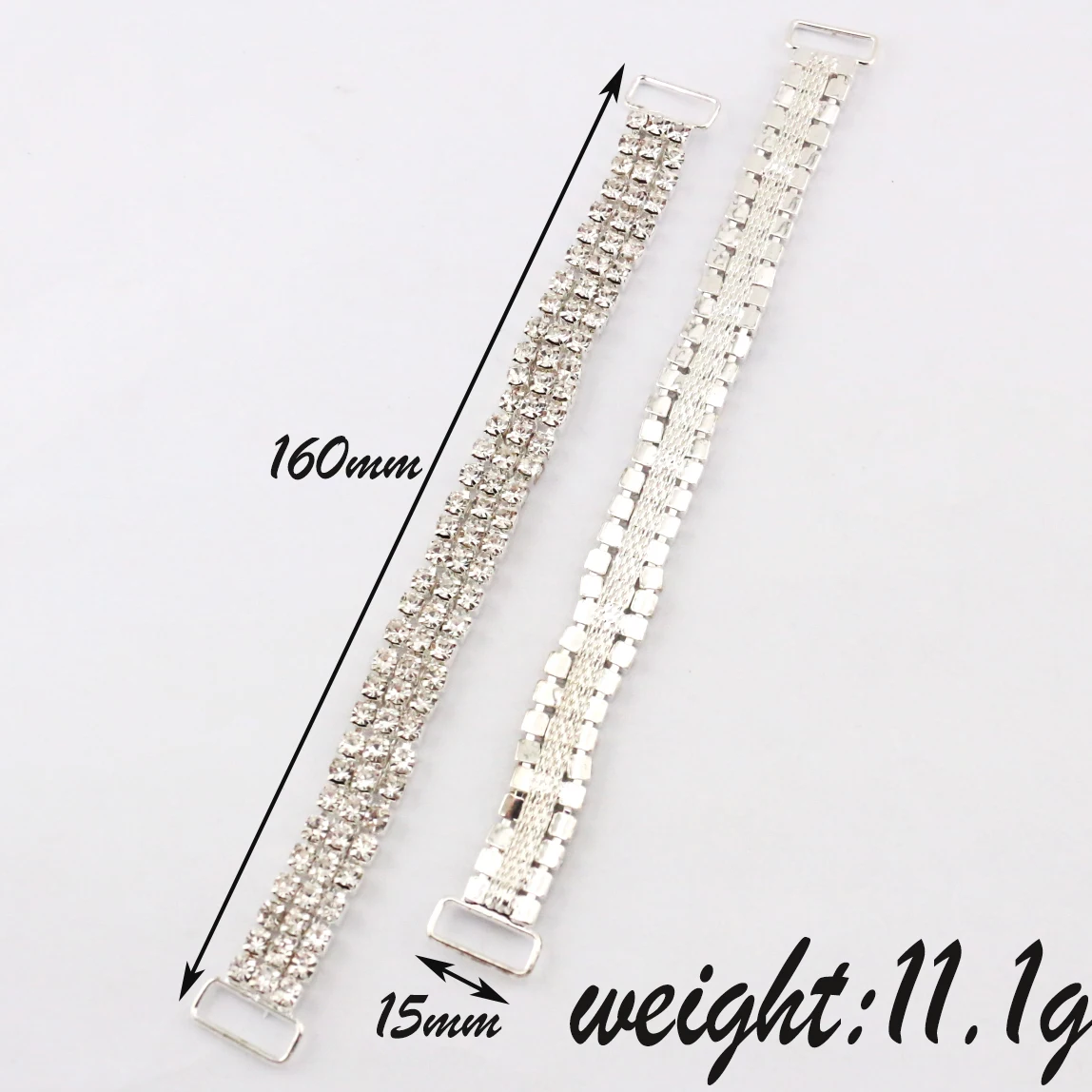 NEW 10pc 3 Rows Charm Chain Connectors Bikini Buckle Reinforcement Of Flat Chains Metal Crystal Rhinestone Bikini Buckle Factory