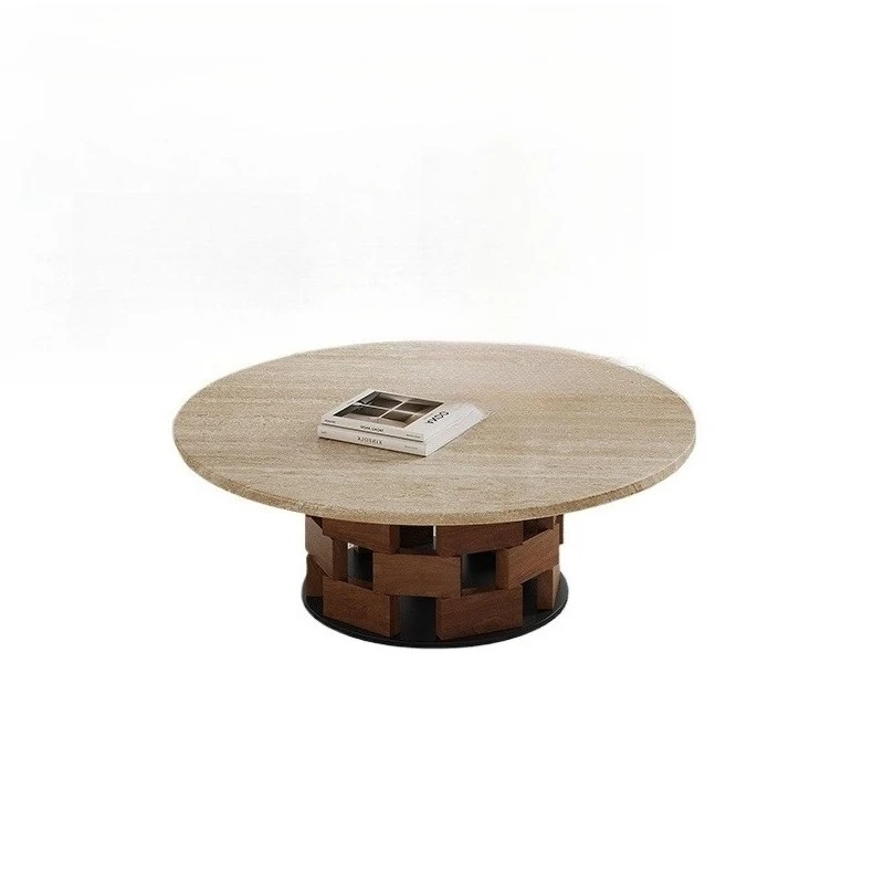 

Solid wood natural travertine coffee table living room home creative small tea table homestay small table