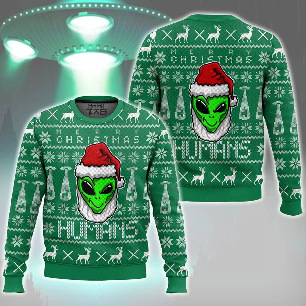 Feliz natal humano alienígena feio camisola de natal engraçado festa de férias pulôver plus size camisola para homens mulheres presente de natal 2026