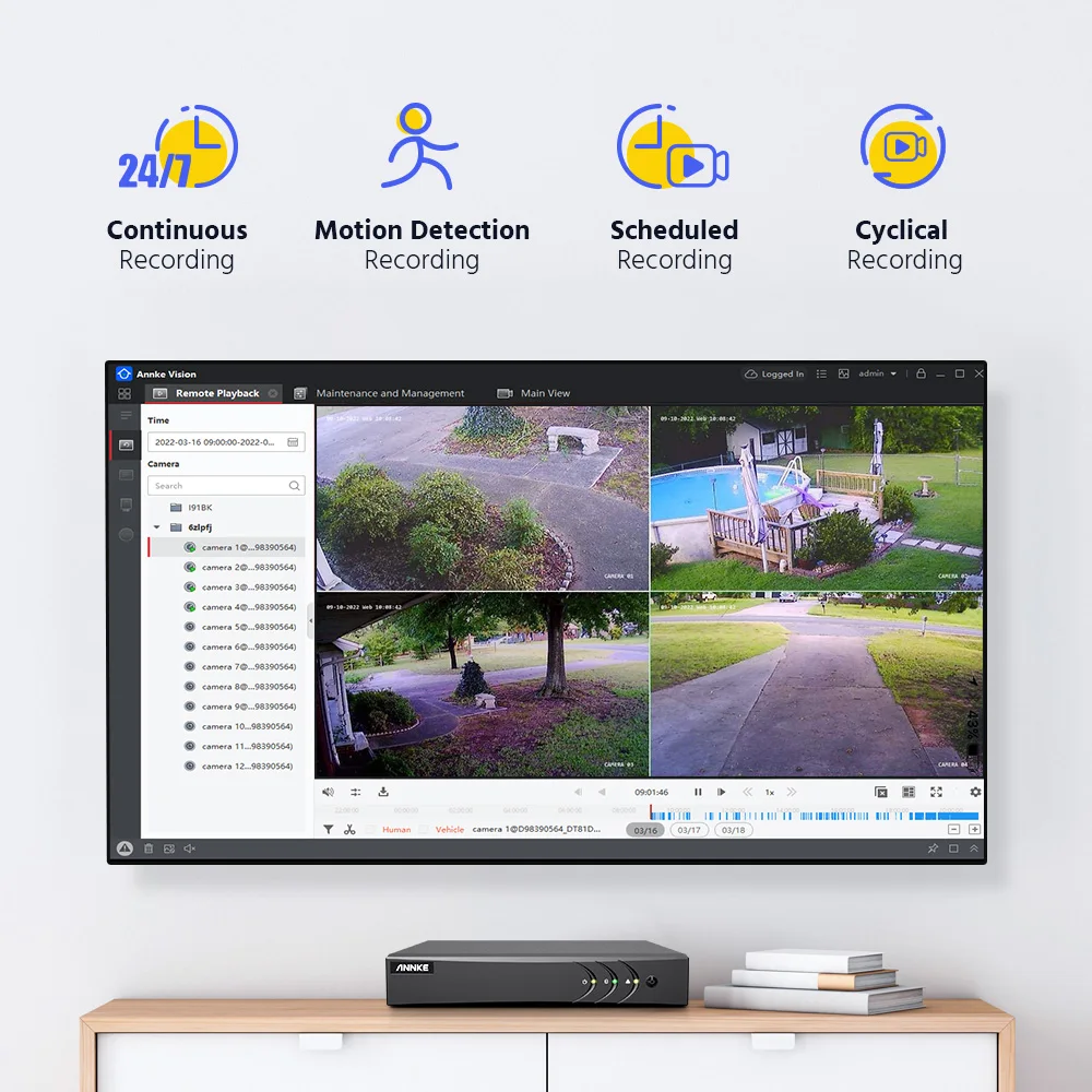 ANNKE ADLK500 3K Home Surveillance Systems 8 CH DVR With 2.8mm Turret Camera, TVI/AHD/CVI/CVBS, Color & IR Night Vision, Audio Wired Security System view 5