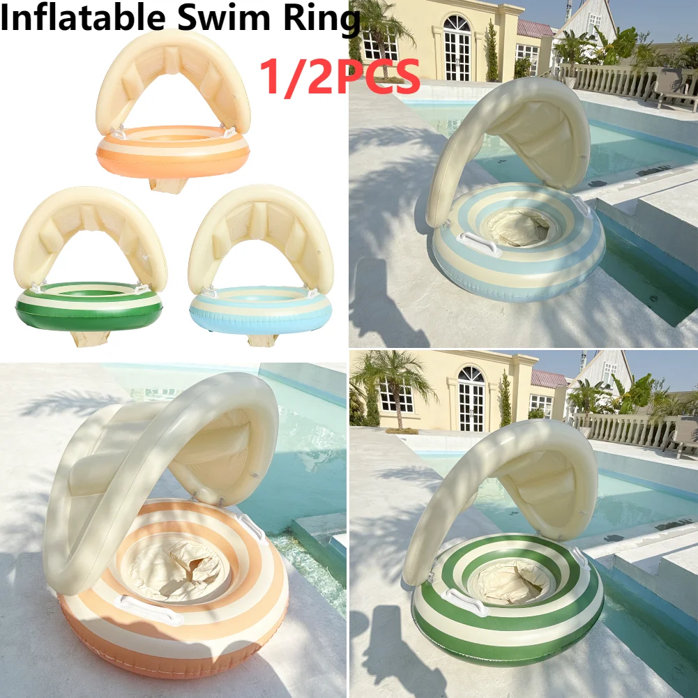 1/2PC Babyzwemring Opblaasbare zwemring met afneembaar zonnescherm Lekvrij strand Peuters Zwembadvlotter voor zomerzwembadfeest