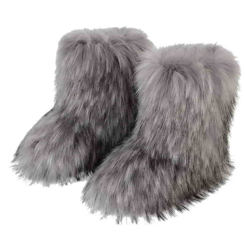 Winter Fuzzy Boots Women's Plush Snow Boots Luxury Faux Fur Ladies Shoes Female Fuzzy Footwear New Fashion Warm Ankle Boots 2024