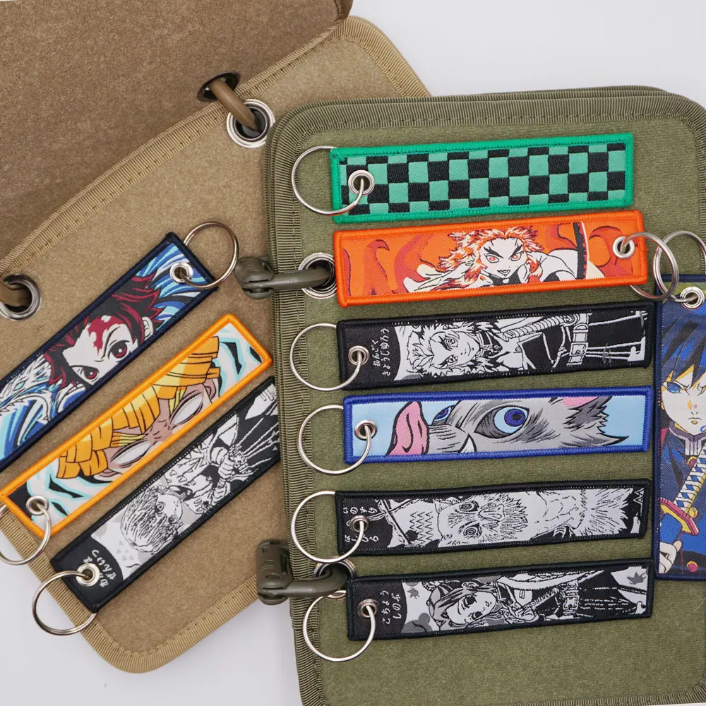 Anime high quality embroidery woven tags keychains, hanging ropes, Product peripherals of 'Demon Slayer Blade'