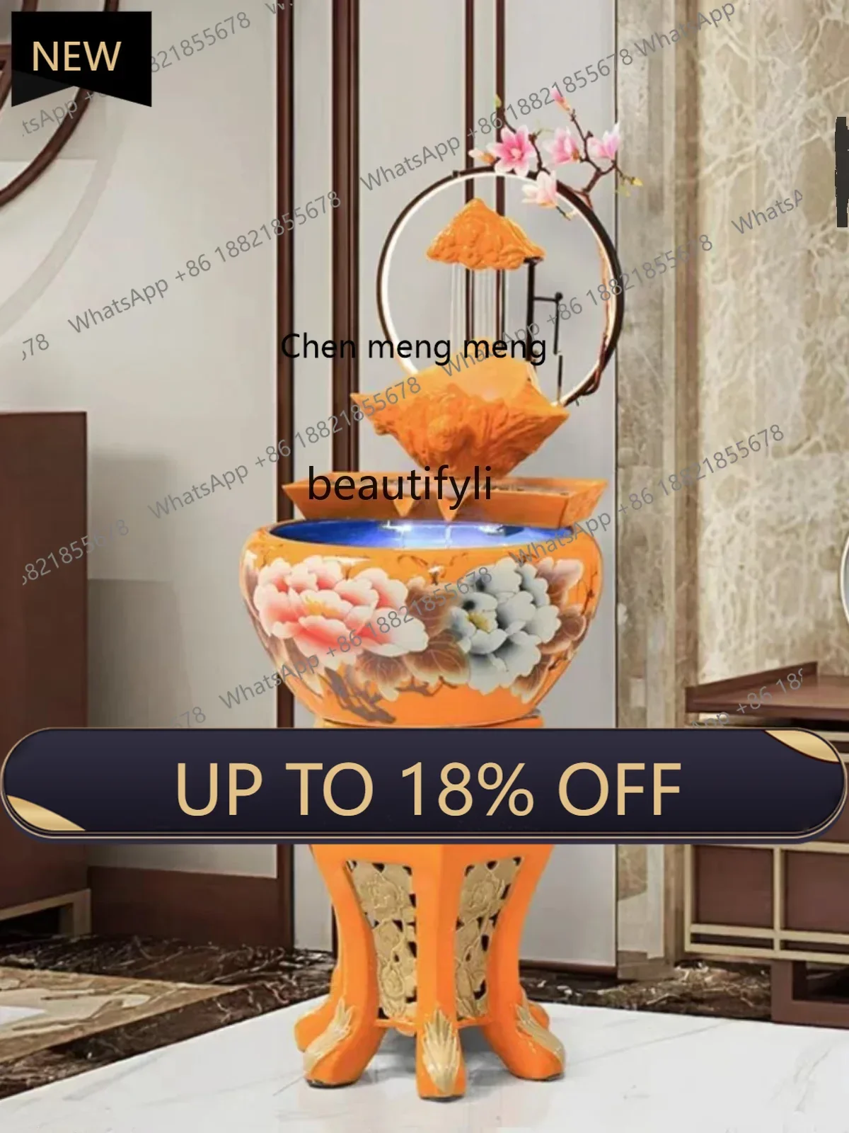 

Jingdezhen Ceramic Fish Tank Flowing Water Ornaments Loop Home Living Room Floor Ceramic Base