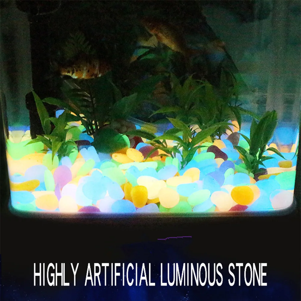 50/100/200Pcs Artificial Noctilucent Stone Pebbles Sidewalk Garden Lawn Luminescence Aquarium Fish Tank Decoration Glow Stone