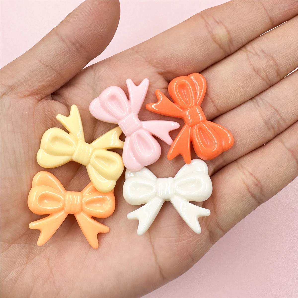 5Pcs/bag 22.5*29mm Bowtie Bowknot Beads Acrylic Jelly Colored Handmade Material Jewelry Accessories Hairpin DIY Ornament