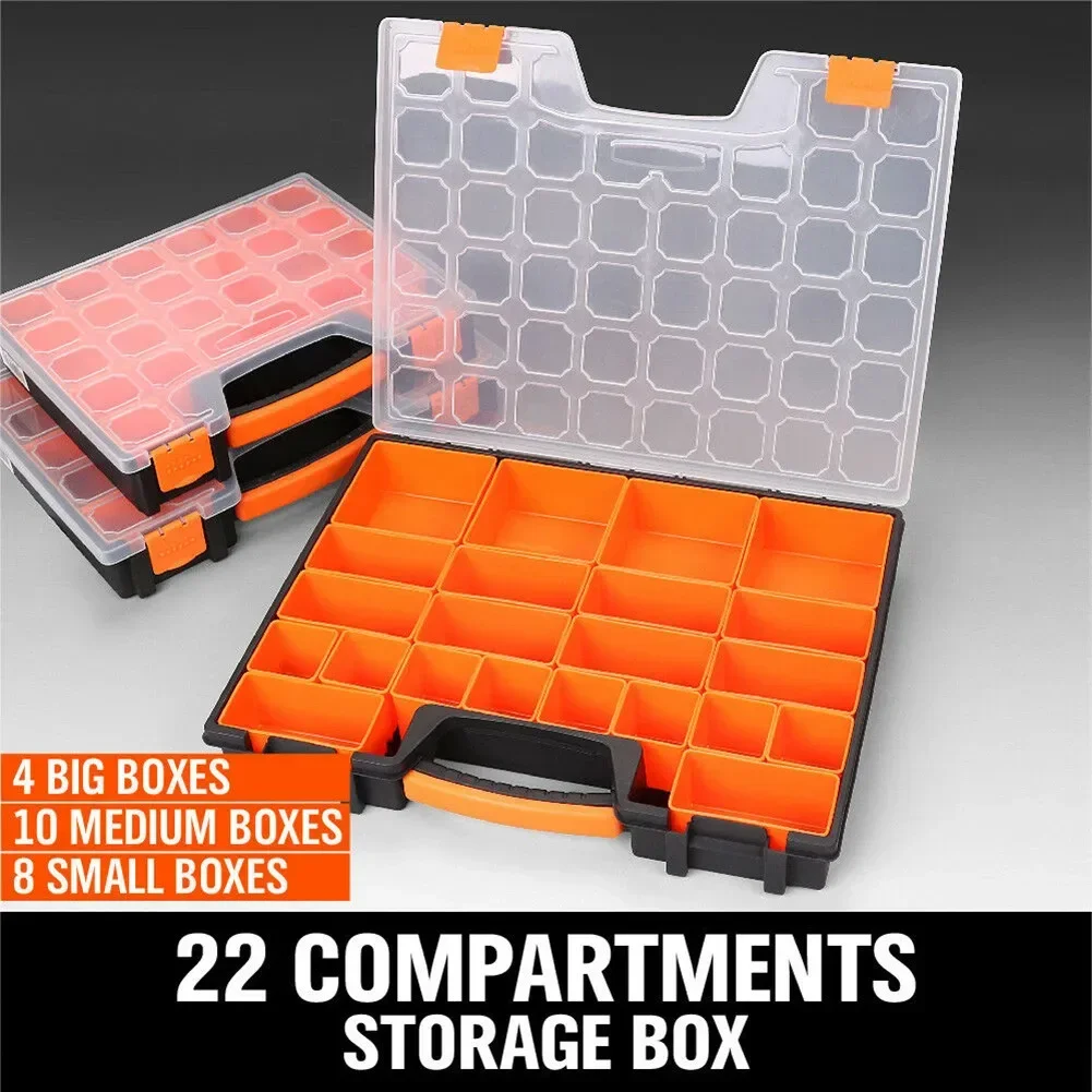 Part Storage Organizer With 22 Compartment Plastic Tool Box Bin Screw Case Tool Case Electronic Components Storage ToolBox